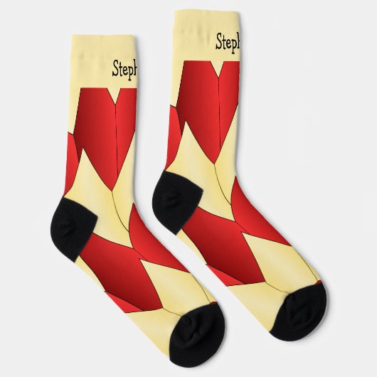 Red Yellow Art Deco Design Socks ソックス (右)