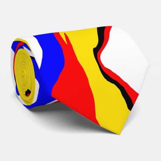 Red, Yellow, Black, Blue and Green Swirls   ネクタイ (ロール)