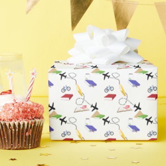 Red Yellow Blue Airplane Bicycle  ラッピングペーパー (誕生日パーティー)