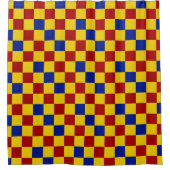 Red Yellow Blue Checkered Pattern Design シャワーカーテン (正面)