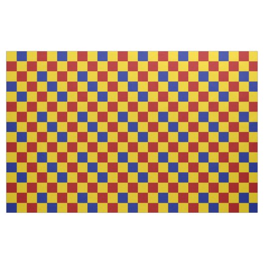 Red Yellow Blue Checkered Pattern Design  ファブリック (ファットクウォーター)