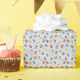 Red Yellow Blue Number Black White ラッピングペーパー