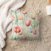 Red Yellow Blue Tulip Flowers クッション (ブランケット)