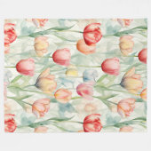 Red Yellow Blue Tulip Flowers フリースブランケット (正面(横))