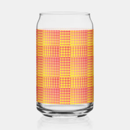 Red Yellow Checker Abstract Pattern ガラス缶