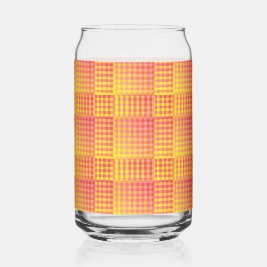 Red Yellow Checker Abstract Pattern ガラス缶 (左)