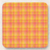 Red Yellow Checker Abstract Pattern コースター (正面)