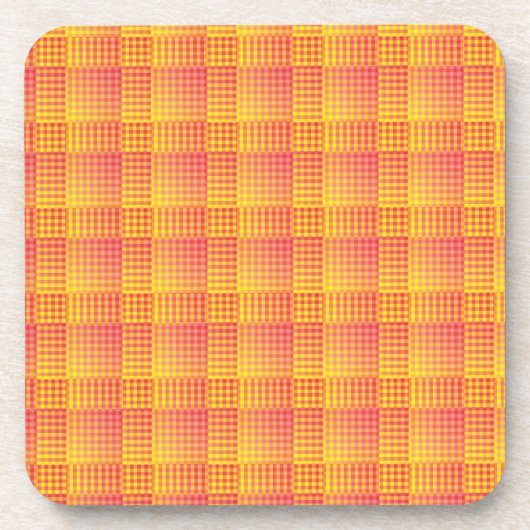 Red Yellow Checker Abstract Pattern コースター (正面)