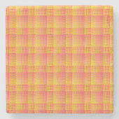 Red Yellow Checker Abstract Pattern ストーンコースター (正面)