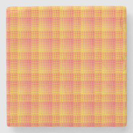 Red Yellow Checker Abstract Pattern ストーンコースター