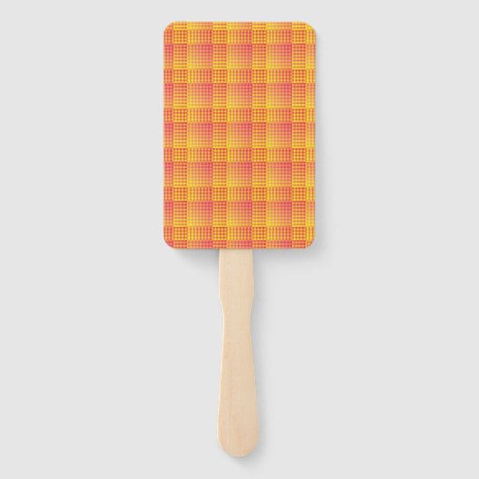 Red Yellow Checker Abstract Pattern ハンドファン (裏面)