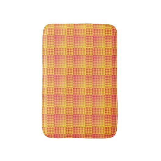Red Yellow Checker Abstract Pattern バスマット (正面縦)