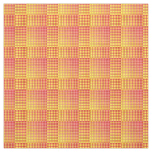 Red Yellow Checker Abstract Pattern ファブリック (見本)