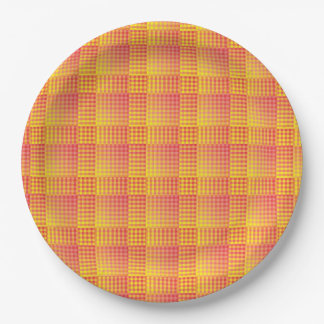 Red Yellow Checker Abstract Pattern ペーパープレート