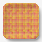 Red Yellow Checker Abstract Pattern ペーパープレート (正面)