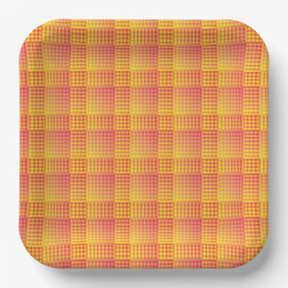 Red Yellow Checker Abstract Pattern ペーパープレート