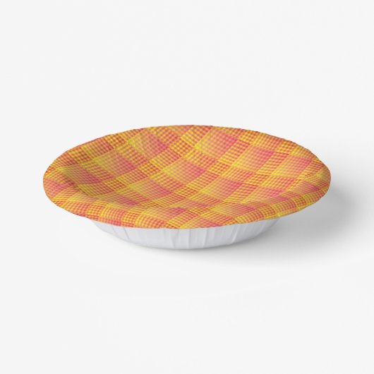 Red Yellow Checker Abstract Pattern ペーパーボウル (傾斜あり)