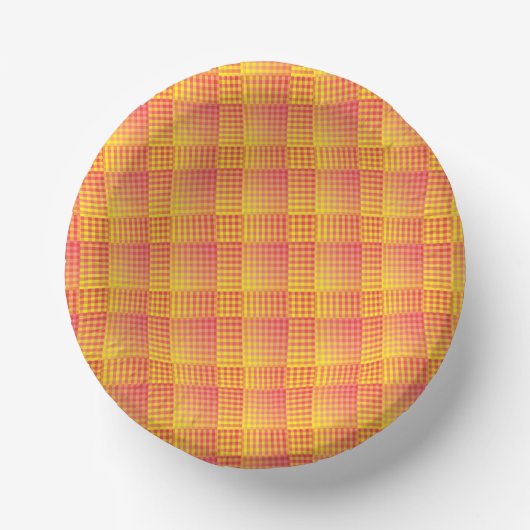 Red Yellow Checker Abstract Pattern ペーパーボウル (正面)
