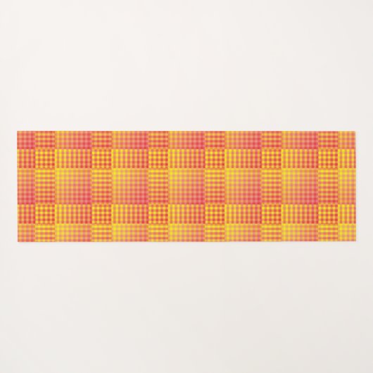 Red Yellow Checker Abstract Pattern ヨガマット (裏面(横))