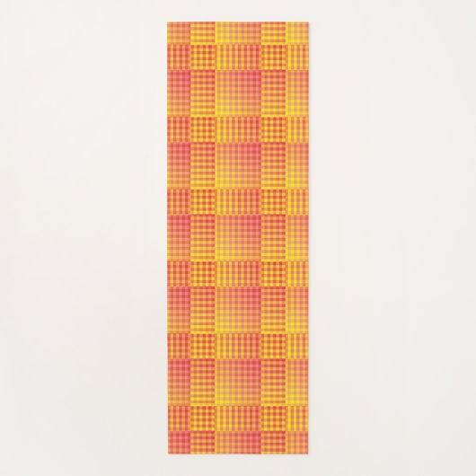 Red Yellow Checker Abstract Pattern ヨガマット (正面)