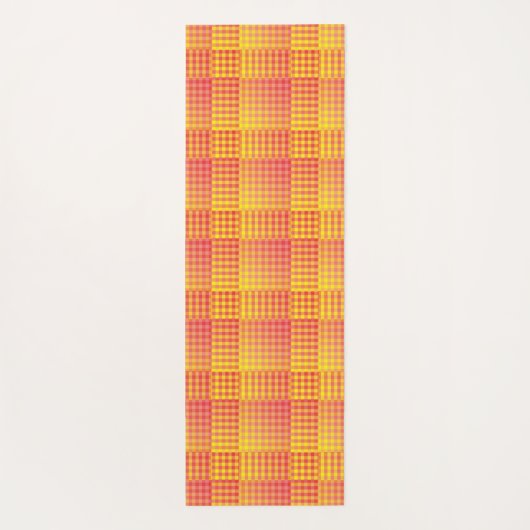 Red Yellow Checker Abstract Pattern ヨガマット (裏面)