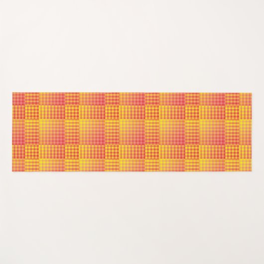 Red Yellow Checker Abstract Pattern ヨガマット (正面(横))