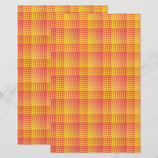 Red Yellow Checker Abstract Pattern 便箋 (正面/裏面)