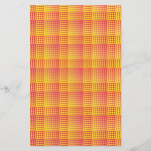 Red Yellow Checker Abstract Pattern 便箋 (正面)