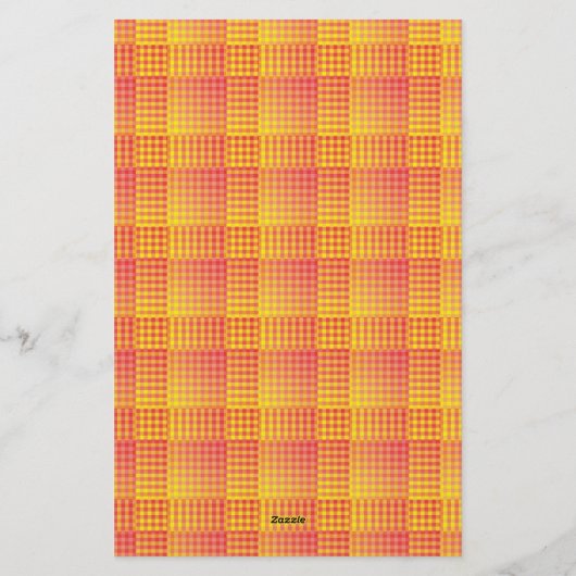 Red Yellow Checker Abstract Pattern 便箋 (裏面)