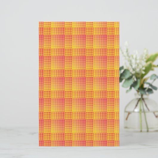 Red Yellow Checker Abstract Pattern 便箋 (スタンド正面)