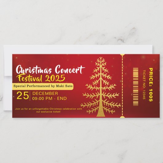 Red Yellow Christmas Concert Entry Ticket (正面)