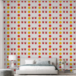 Red & Yellow Comic Monster Circles Kids' Rooms  壁紙