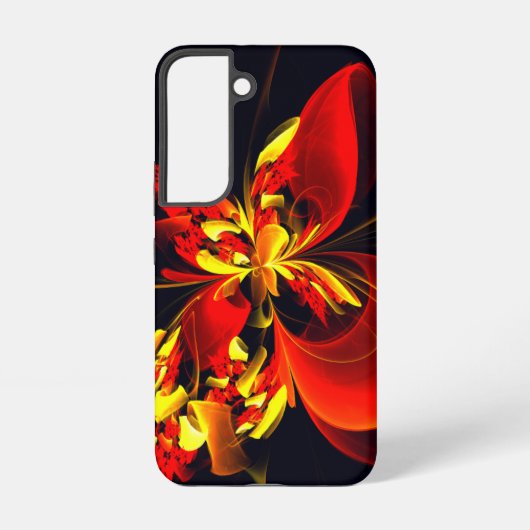 Red Yellow Floral Modern Abstract Art Pattern #10 Samsung Galaxyケース (裏面)