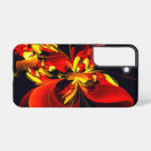 Red Yellow Floral Modern Abstract Art Pattern #10 Samsung Galaxyケース (裏面横)