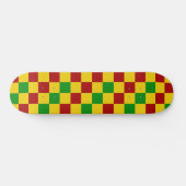 Red Yellow Green Checkered Pattern Design  スケートボード (横)