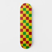 Red Yellow Green Checkered Pattern Design  スケートボード (正面)