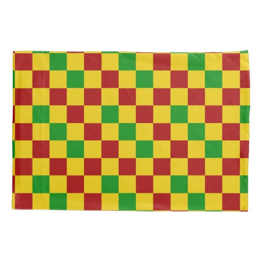 Red Yellow Green Checkered Pattern Design  枕カバー (裏面)