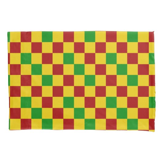 Red Yellow Green Checkered Pattern Design  枕カバー (正面)