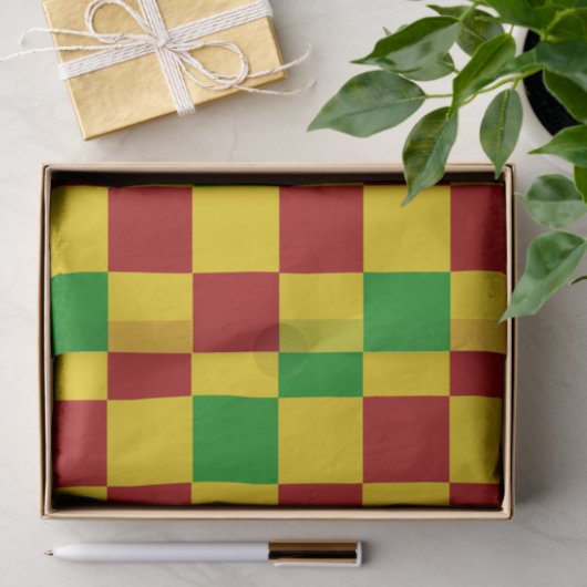 Red Yellow Green Checkered Pattern Design  薄葉紙 (ギフト)