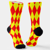 Red Yellow Harlequin Checkered Design  ソックス