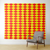 Red Yellow Harlequin Checkered Design  タペストリー (インサイチュ(横))