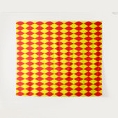 Red Yellow Harlequin Checkered Design  タペストリー (正面(横))