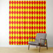 Red Yellow Harlequin Checkered Design  タペストリー (インサイチュ)