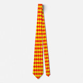 Red Yellow Harlequin Checkered Design  ネクタイ (正面)
