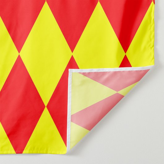 Red Yellow Harlequin Checkered Design  ファブリック