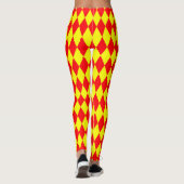 Red Yellow Harlequin Checkered Design  レギンス (裏面)