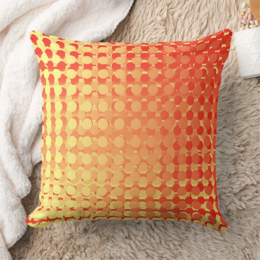 Red Yellow Multi Layer Polka Dot Fade Throw Pillow クッション (ブランケット)