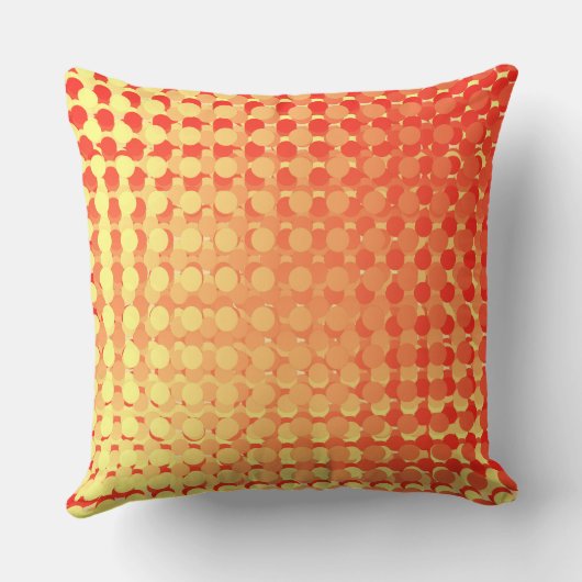 Red Yellow Multi Layer Polka Dot Fade Throw Pillow クッション (裏面)