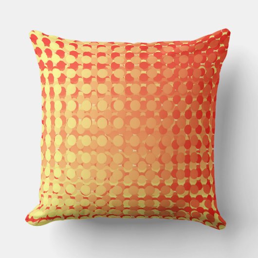 Red Yellow Multi Layer Polka Dot Fade Throw Pillow クッション (正面)