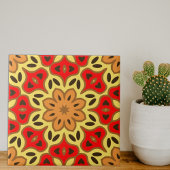 Red Yellow & Orange Boho Mosaic Geometric Pattern タイル
